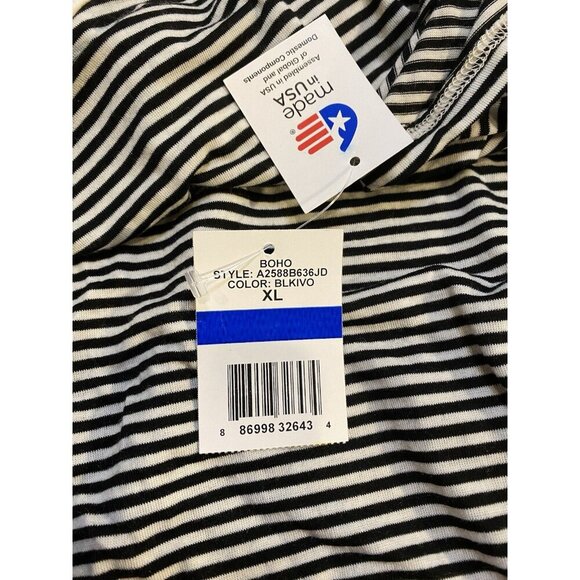 Living Doll Black And White Striped Top Women’s XL Trimmed Lacey ~ New - Picture 4 of 7